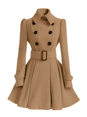 Pleated With Belt Long Sleeve Tweed Dress