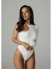 Hollow-out Bodycon One Shoulder Bodysuits