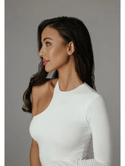 Hollow-out Bodycon One Shoulder Bodysuits