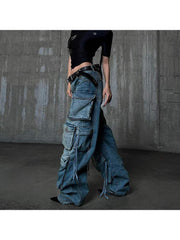 Wide Leg Cargo Low Rise Jeans