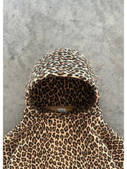 Leopard Printed Loose Hooded Sweatpants Set