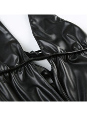 Halter Tie-wrap Backless Leather Tanks