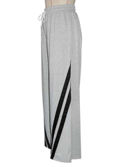 Colorblock Striped Trim Loose Wide Leg Pants