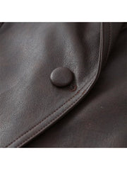 Tie-wrap Peacoat Long Sleeve Leather Jackets