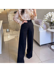 Pure Color High Rise Straight Pants