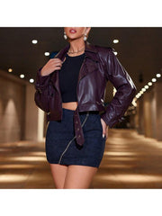 Patchwork Long Sleeve Leather Jackets