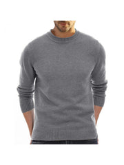 Pure Color Crewneck Long Sleeve Men's Sweater