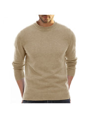 Pure Color Crewneck Long Sleeve Men's Sweater