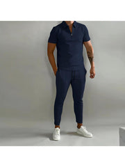 Patchwork Short Sleeve Men's Pants Sets