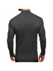 Pure Color Turtleneck Long Sleeve Men's Tee