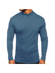 Pure Color Turtleneck Long Sleeve Men's Tee