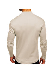 Pure Color Turtleneck Long Sleeve Men's Tee