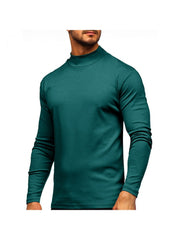 Pure Color Turtleneck Long Sleeve Men's Tee