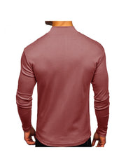 Pure Color Turtleneck Long Sleeve Men's Tee