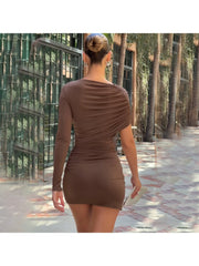 Ruched One Shoulder Bodycon Mini Dress