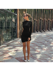 Ruched One Shoulder Bodycon Mini Dress