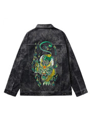 Embroidery Lapel Long Sleeve Men's Denim Jackets