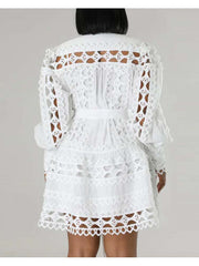 Lacework Hollow-out Bandage Mini Dress