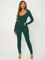 U Neck Long Sleeve Bodycon Jumpsuits