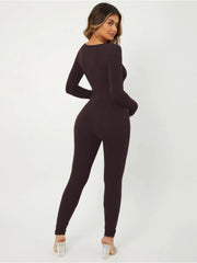 U Neck Long Sleeve Bodycon Jumpsuits