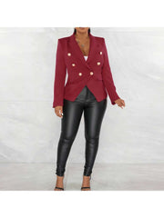 Solid Button Up Split Hem Lapel Blazers