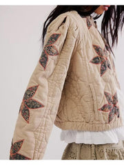 Floral Embroidery Quilted Buckle Coats