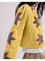 Floral Embroidery Quilted Buckle Coats