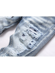 Embroidery Applique Denim Fitted Jeans