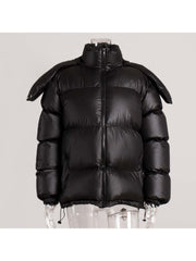 Pure Color Quilted Hooded Winter Puffer Down Coats