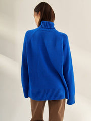 Retro Plain Color Turtleneck Casual Pullover