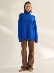 Retro Plain Color Turtleneck Casual Pullover