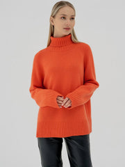 Retro Plain Color Turtleneck Casual Pullover