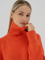 Retro Plain Color Turtleneck Casual Pullover