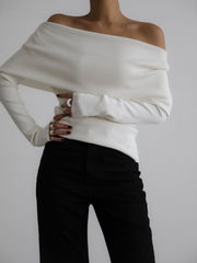 Modernist Plain Color Strapless Fitted Pullover