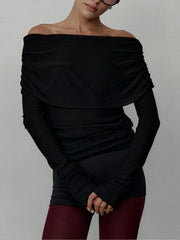 Modernist Plain Color Strapless Fitted Pullover