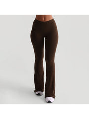 Solid Bodycon Elastic Waist Flared Pants