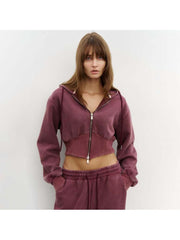 Distressed Hooded Long Sleeve Tracksuit Pant Sets