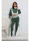 Colorblock Striped Trim Zipper Pant Sets