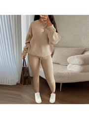 Knitting Plain Loose Sweater Pant Sets