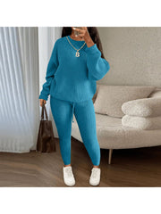 Knitting Plain Loose Sweater Pant Sets