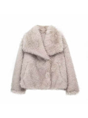 Fake Fur Lapel Baggy Winter Short Coats