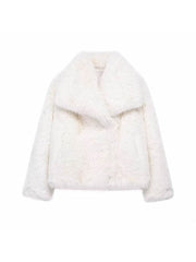 Fake Fur Lapel Baggy Winter Short Coats