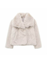 Fake Fur Lapel Baggy Winter Short Coats