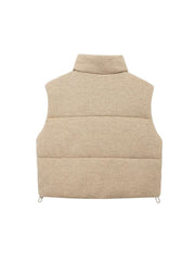 Funky Pure Color Quilted Stand Collar Down Waistcoats