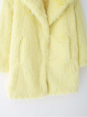 Fluff Pure Color Long Sleeve Winter Coats