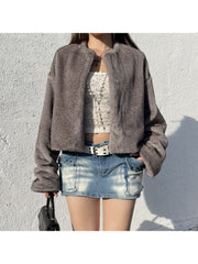 Fluff Long Sleeve Fitted Short Coats