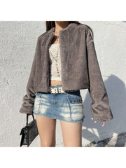 Fluff Long Sleeve Fitted Short Coats