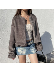 Fluff Long Sleeve Fitted Short Coats