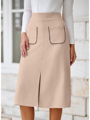 Frayed Suede A-line Split Hem Skirts