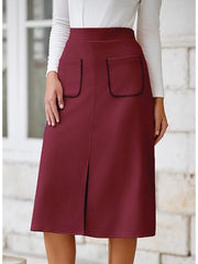 Frayed Suede A-line Split Hem Skirts